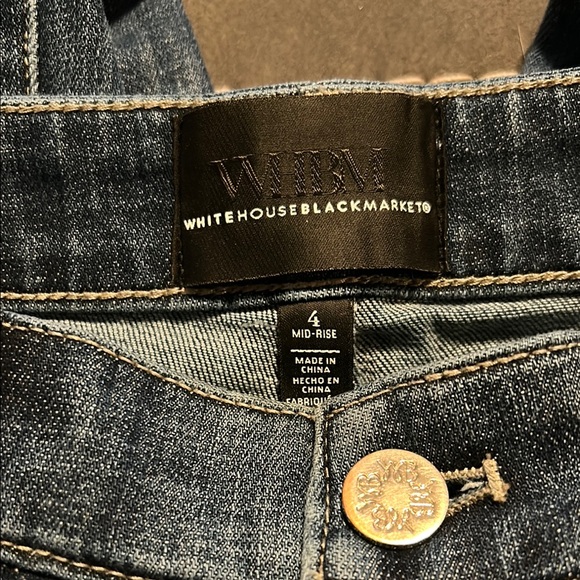 White House Black Market Blue Embroidered Denim Girlfriend Mid-Rise - Picture 4 of 6